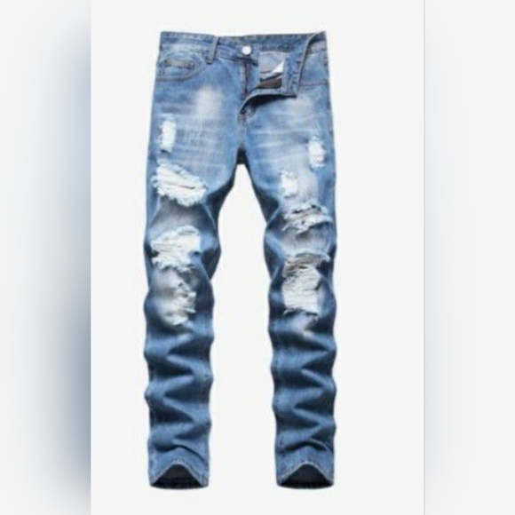Men's Ripped Distressed Denim Jeans - Picture 3 of 3